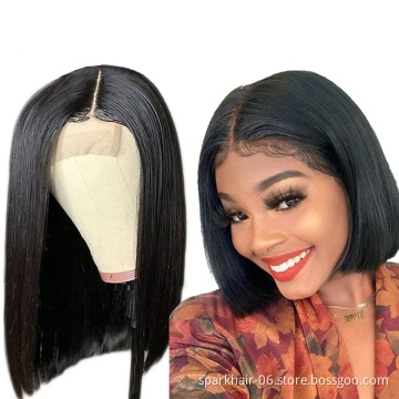 Straight Bob Wigs Indian Human Hair Lace Front Closure Short Bob Wig Wholesale Straight Human Hair Bob Raw Indian Wigs